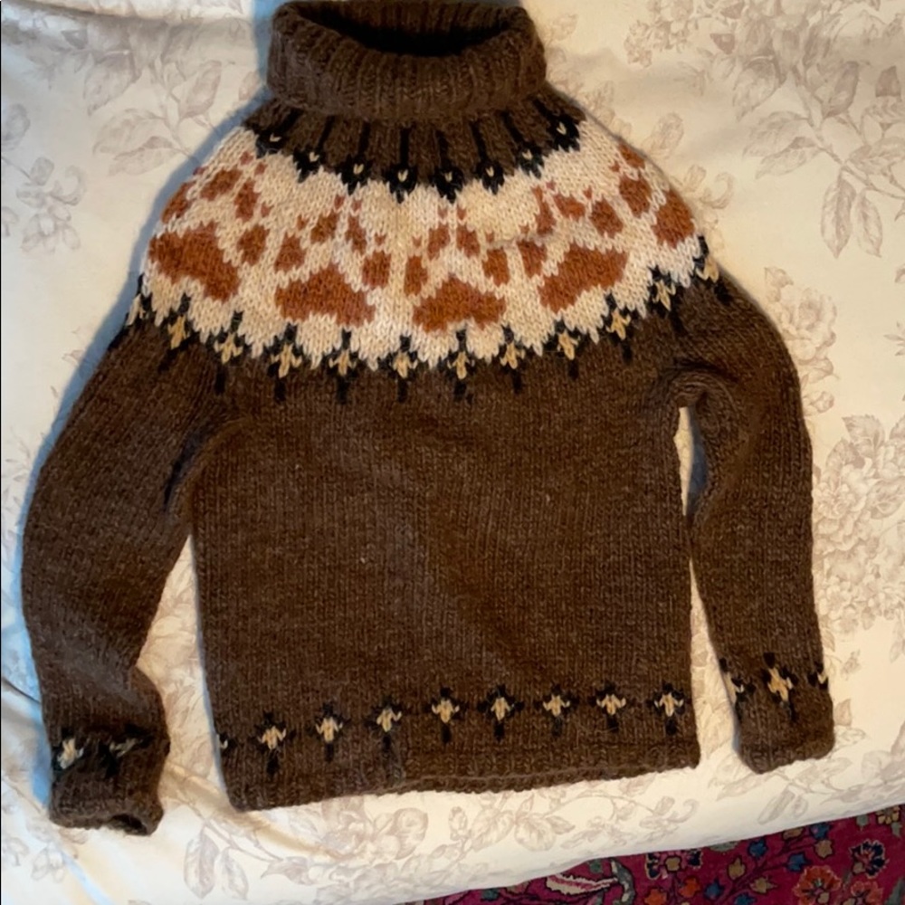 Hand knit wool turtleneck sweater
